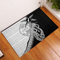 Guam Fish Hook and Palm Tree Rubber Doormat Polynesian Pattern Half Style