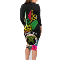 Personalised Vanuatu 44th Anniversary Family Matching Long Sleeve Bodycon Dress and Hawaiian Shirt Boars Tusk and Melanesian Warrior Indipendens Dei LT03 - Polynesian Pride