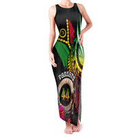 Personalised Vanuatu 44th Anniversary Family Matching Tank Maxi Dress and Hawaiian Shirt Boars Tusk and Melanesian Warrior Indipendens Dei LT03 Mom's Dress Black - Polynesian Pride