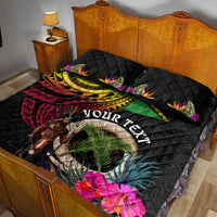 Personalised Vanuatu 44th Anniversary Quilt Bed Set Boars Tusk and Melanesian Warrior Indipendens Dei