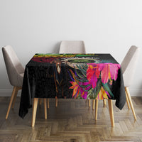 Personalised Vanuatu 44th Anniversary Tablecloth Boars Tusk and Melanesian Warrior Indipendens Dei