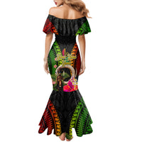 Vanuatu Independence Day Family Matching Mermaid Dress and Hawaiian Shirt Boars Tusk and Melanesian Warrior Indipendens Dei LT03 - Polynesian Pride