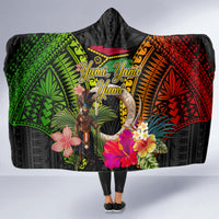 Vanuatu Independence Day Hooded Blanket Boars Tusk and Melanesian Warrior Indipendens Dei