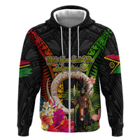 Vanuatu Independence Day Hoodie Boars Tusk and Melanesian Warrior Indipendens Dei