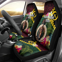 Vanuatu Indipendens Dei Car Seat Cover Boars Tusk and Melanesian Warrior Hibiscus