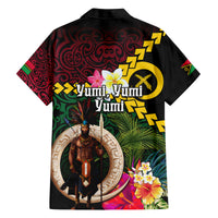 Vanuatu Indipendens Dei Family Matching Off Shoulder Maxi Dress and Hawaiian Shirt Boars Tusk and Melanesian Warrior Hibiscus LT03 - Polynesian Pride