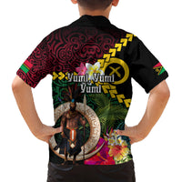 Vanuatu Indipendens Dei Family Matching Summer Maxi Dress and Hawaiian Shirt Boars Tusk and Melanesian Warrior Hibiscus LT03 - Polynesian Pride