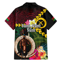 Vanuatu Indipendens Dei Hawaiian Shirt Boars Tusk and Melanesian Warrior Hibiscus