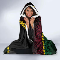 Vanuatu Indipendens Dei Hooded Blanket Boars Tusk and Melanesian Warrior Hibiscus