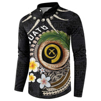 Vanuatu Independence Day Button Sweatshirt Melanesian Tribal Pig Tusk with Tropical Plants