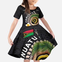 Vanuatu Independence Day Family Matching Off Shoulder Maxi Dress and Hawaiian Shirt Melanesian Tribal Pig Tusk with Tropical Plants