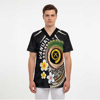 Vanuatu Independence Day Scrub Top Melanesian Tribal Pig Tusk with Tropical Plants - Polynesian Pride