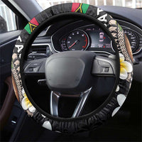 Vanuatu Independence Day Steering Wheel Cover Melanesian Tribal Pig Tusk with Tropical Plants LT03 - Polynesian Pride