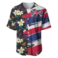Hawaiian Flag Day Baseball Jersey Tropical Flowers and Leaves