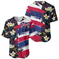 Hawaiian Flag Day Baseball Jersey Tropical Flowers and Leaves