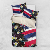 Hawaiian Flag Day Bedding Set Tropical Flowers and Leaves