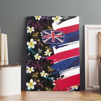 Hawaiian Flag Day Canvas Wall Art Tropical Flowers and Leaves