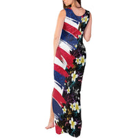 Hawaiian Flag Day Tank Maxi Dress Tropical Flowers and Leaves