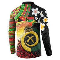 Vanuatu and Papua New Guinea Together Button Sweatshirt Bird-of-paradise and Pig Tusk Melanesian Pattern LT03 - Polynesian Pride