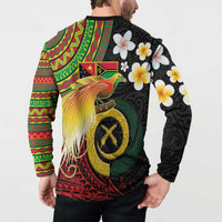 Vanuatu and Papua New Guinea Together Button Sweatshirt Bird-of-paradise and Pig Tusk Melanesian Pattern LT03 - Polynesian Pride