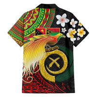 Vanuatu and Papua New Guinea Together Family Matching Summer Maxi Dress and Hawaiian Shirt Bird-of-paradise and Pig Tusk Melanesian Pattern