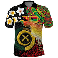 Vanuatu and Papua New Guinea Together Polo Shirt Bird-of-paradise and Pig Tusk Melanesian Pattern