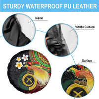 Vanuatu and Papua New Guinea Together Spare Tire Cover Bird-of-paradise and Pig Tusk Melanesian Pattern