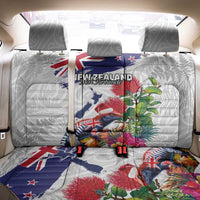 New Zealand Christmas Back Car Seat Cover Meri Kirihimete-Tuatara and Pohutukawa White Color LT03 - Polynesian Pride