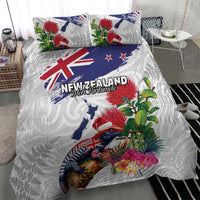 New Zealand Christmas Bedding Set Meri Kirihimete-Tuatara and Pohutukawa White Color LT03 - Polynesian Pride