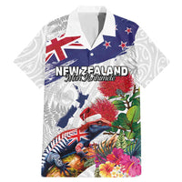 New Zealand Christmas Family Matching Mermaid Dress and Hawaiian Shirt Meri Kirihimete-Tuatara and Pohutukawa White Color