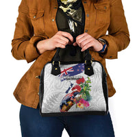 New Zealand Christmas Shoulder Handbag Meri Kirihimete-Tuatara and Pohutukawa White Color