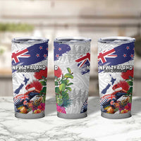 New Zealand Christmas Tumbler Cup Meri Kirihimete-Tuatara and Pohutukawa White Color LT03 - Polynesian Pride