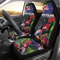 New Zealand Christmas Car Seat Cover Meri Kirihimete-Tuatara and Pohutukawa Black Color