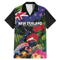 New Zealand Christmas Family Matching Mermaid Dress and Hawaiian Shirt Meri Kirihimete-Tuatara and Pohutukawa Black Color