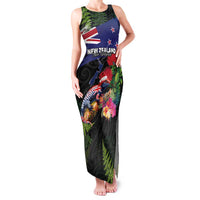 New Zealand Christmas Family Matching Tank Maxi Dress and Hawaiian Shirt Meri Kirihimete-Tuatara and Pohutukawa Black Color