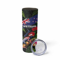 New Zealand Christmas Skinny Tumbler Meri Kirihimete-Tuatara and Pohutukawa Black Color LT03 - Polynesian Pride