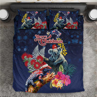 Australia and New Zealand Bedding Set Merry Christmas-Tuatara and Koala with Plants Xmas Style LT03 Navy - Polynesian Pride