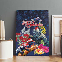 Australia and New Zealand Canvas Wall Art Merry Christmas-Tuatara and Koala with Plants Xmas Style