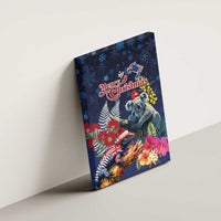 Australia and New Zealand Canvas Wall Art Merry Christmas-Tuatara and Koala with Plants Xmas Style