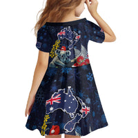 Australia and New Zealand Family Matching Off The Shoulder Long Sleeve Dress and Hawaiian Shirt Merry Christmas-Tuatara and Koala with Plants Xmas Style