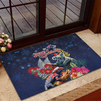 Australia and New Zealand Rubber Doormat Merry Christmas-Tuatara and Koala with Plants Xmas Style LT03 - Polynesian Pride