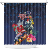 Australia and New Zealand Shower Curtain Merry Christmas-Tuatara and Koala with Plants Xmas Style