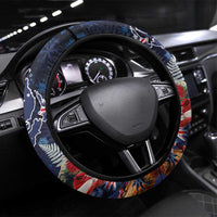 Australia and New Zealand Steering Wheel Cover Merry Christmas-Tuatara and Koala with Plants Xmas Style LT03 Universal Fit Navy - Polynesian Pride