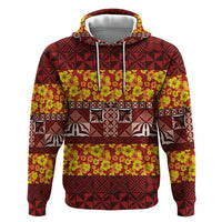 Samoa Siapo and Tapa Hoodie Pacific Tribal Pattern with Hibiscus Striped Style