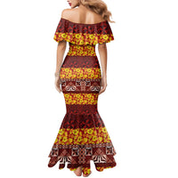 Samoa Siapo and Tapa Mermaid Dress Pacific Tribal Pattern with Hibiscus Striped Style