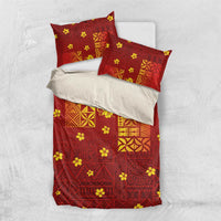 Samoa Tapa Pacific Tribal Pattern Bedding Set Hibiscus and Plumeria