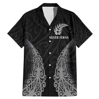 New Zealand Netball Family Matching Mermaid Dress and Hawaiian Shirt Koru and Maori Tattoo Jersey LT03 Dad's Shirt - Short Sleeve Black - Polynesian Pride