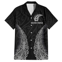 New Zealand Netball Family Matching Off Shoulder Short Dress and Hawaiian Shirt Koru and Maori Tattoo Jersey LT03 Dad's Shirt - Short Sleeve Black - Polynesian Pride
