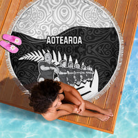 New Zealand World Cup 2023 Beach Blanket Aotearoa Haka Rugby with Silver Fern Maori Ethnic Pattern LT03 - Wonder Print Shop
