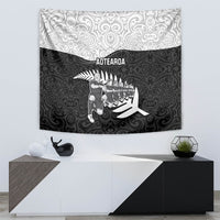 New Zealand World Cup 2023 Tapestry Aotearoa Haka Rugby with Silver Fern Maori Ethnic Pattern LT03 - Polynesian Pride